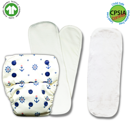 Anchor-Nano Pro AIO Cloth Diaper (with 2 organic inserts and power booster) - Tinycubs - 