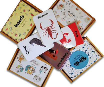 Animal world combo flashcards ( Animals, Birds, Insects and sea animals) - Tinycubs - 
