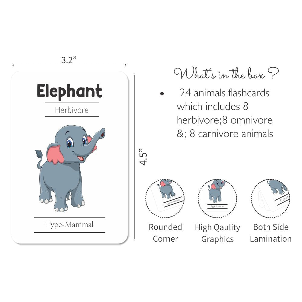 Animals Flash Cards - Pack of 24 - Tinycubs - 