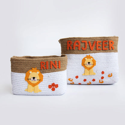 Baby Animals- Cotton Rope Baskets (Set Of 2) - Tinycubs - 