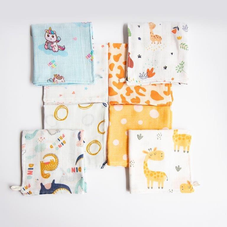 Baby Animals- Organic Muslin Wipes (Set Of 8) - Tinycubs - 