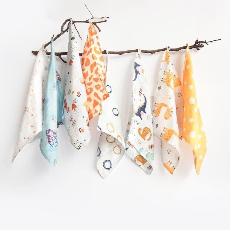 Baby Animals- Organic Muslin Wipes (Set Of 8) - Tinycubs - 