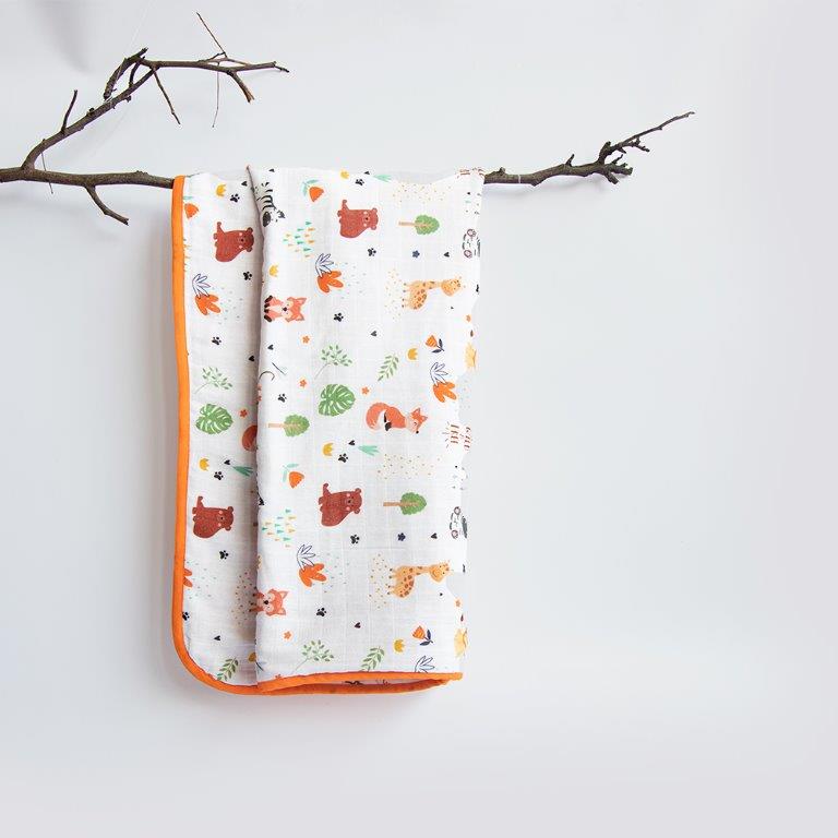 Baby Animals- Reversible Muslin Blanket - Tinycubs - 