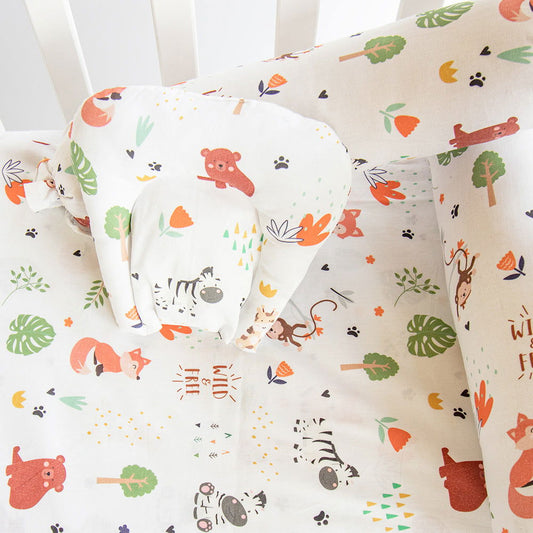 Baby Animals - Cot Bedsheet Set (Fitted) - Tinycubs - 