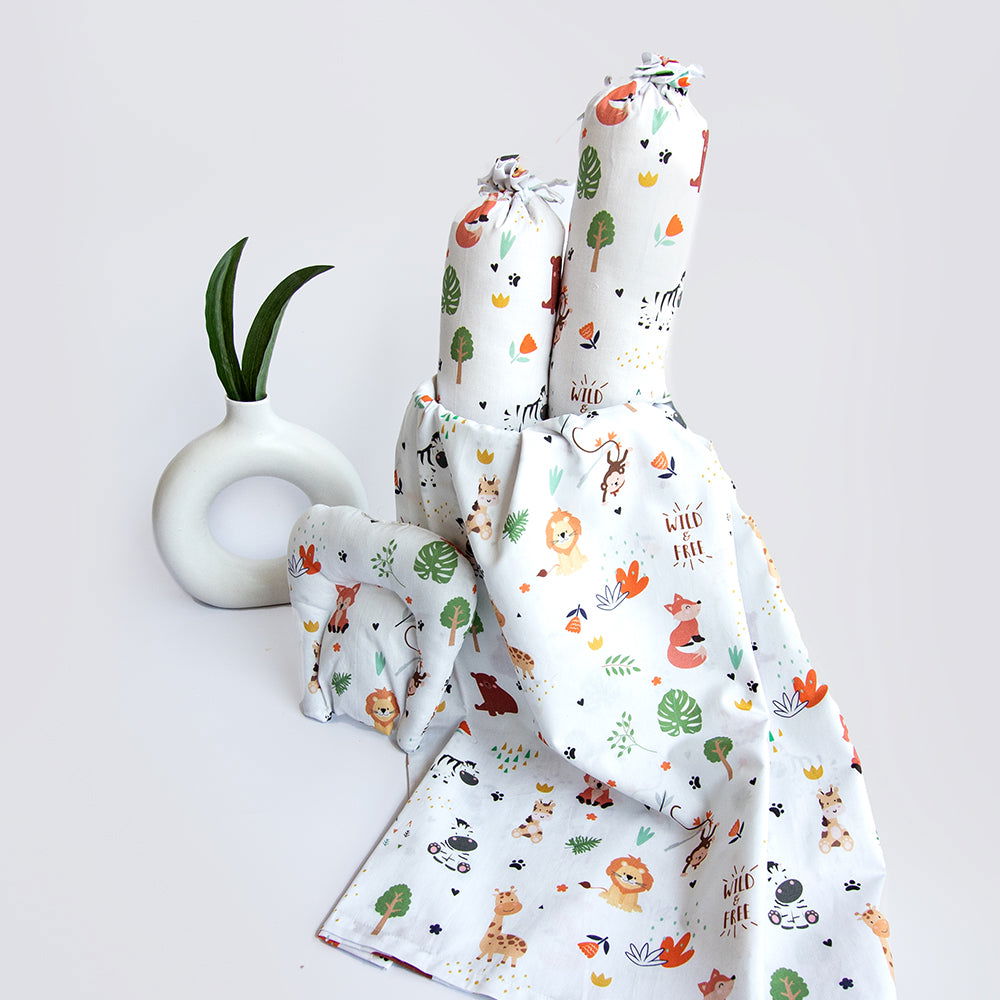 Baby Animals - Cot Bedsheet Set (Fitted) - Tinycubs - 