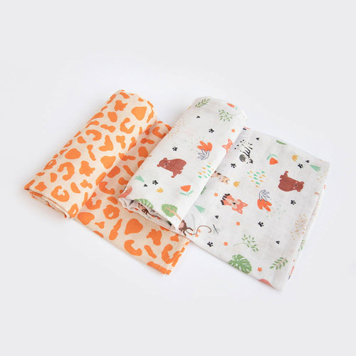 Baby Animals, Wild & Free - Organic Luxury Swaddles Set - Tinycubs - 