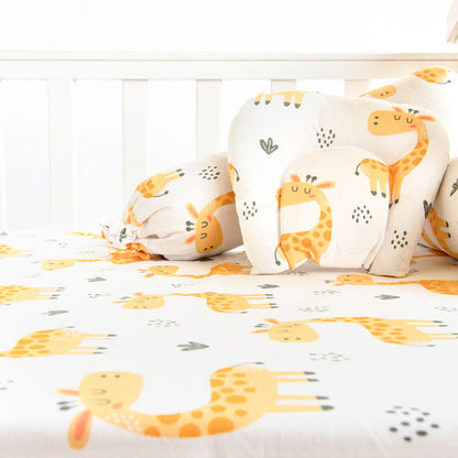 Baby Giraffe - Cot Bedsheet Set (Fitted) - Tinycubs - 
