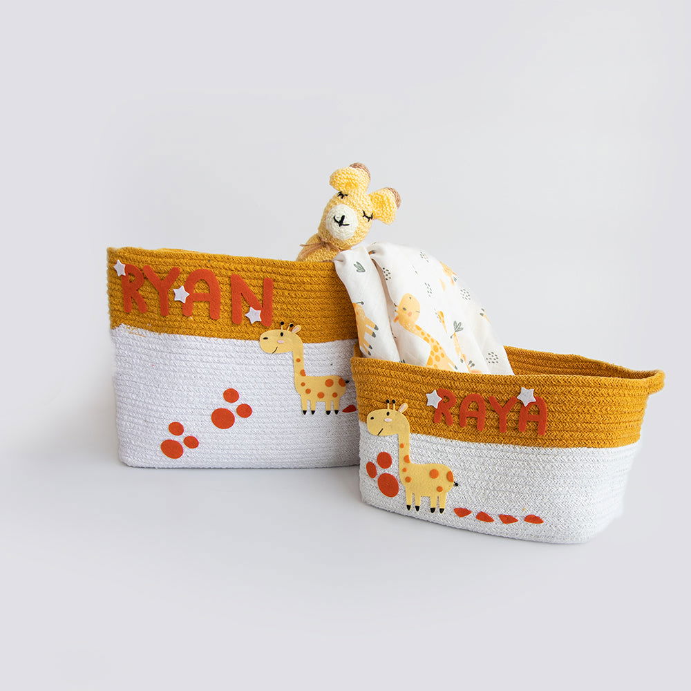 Baby Giraffe - Cotton Rope Baskets (Set Of 2) - Tinycubs - 