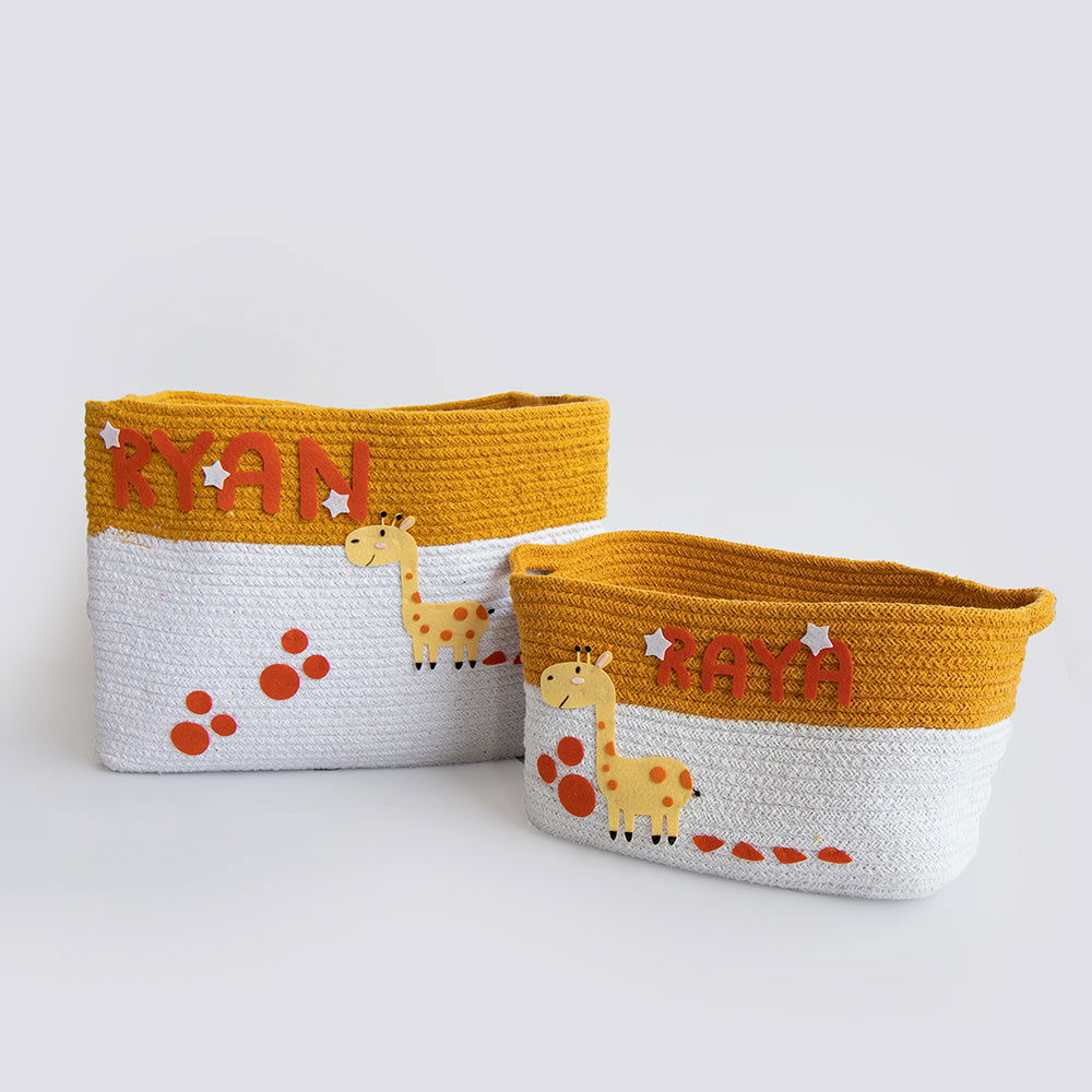 Baby Giraffe - Cotton Rope Baskets (Set Of 2) - Tinycubs - 
