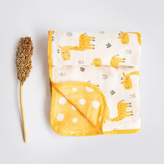 Baby Giraffe - Reversible Muslin Blanket - Tinycubs - 