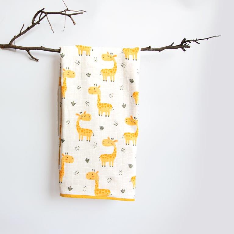 Baby Giraffe - Reversible Muslin Blanket - Tinycubs - 