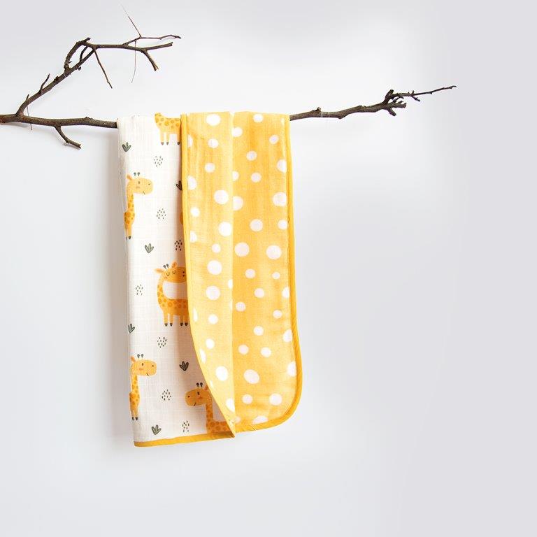 Baby Giraffe - Reversible Muslin Blanket - Tinycubs - 