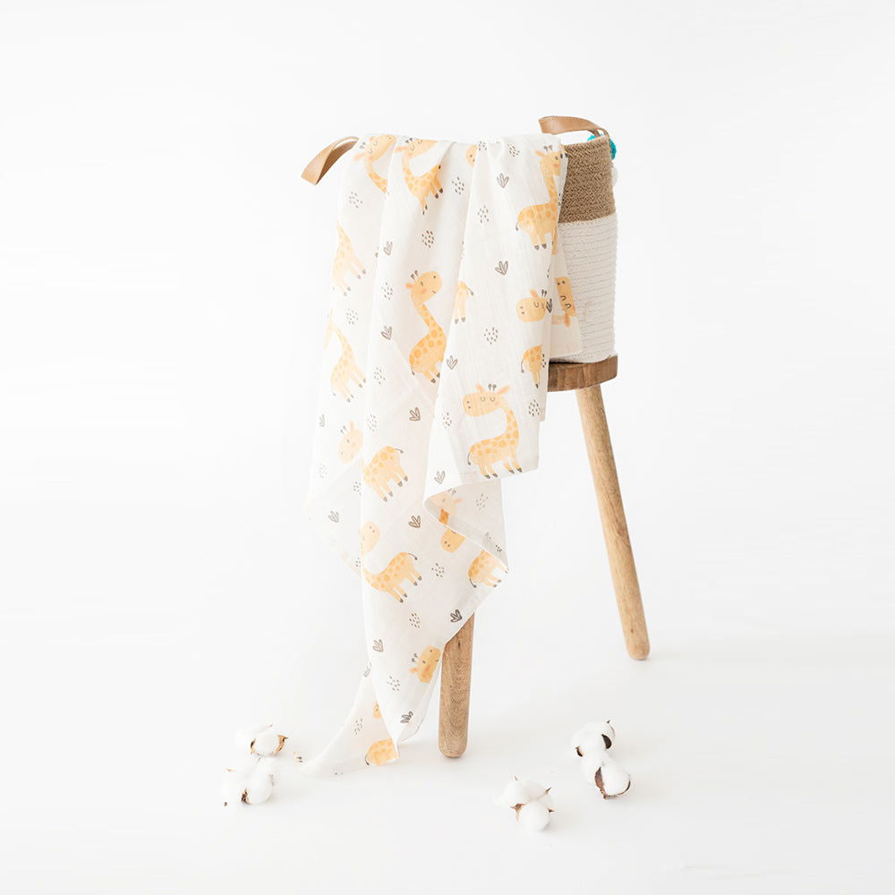 Baby Giraffe & Cute Polka - Organic Luxury Swaddles Set - Tinycubs - 