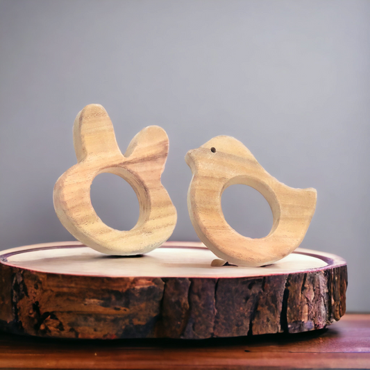 Baby Neem Wooden Teethers - Dove & Bunny Shapes - Tinycubs - 