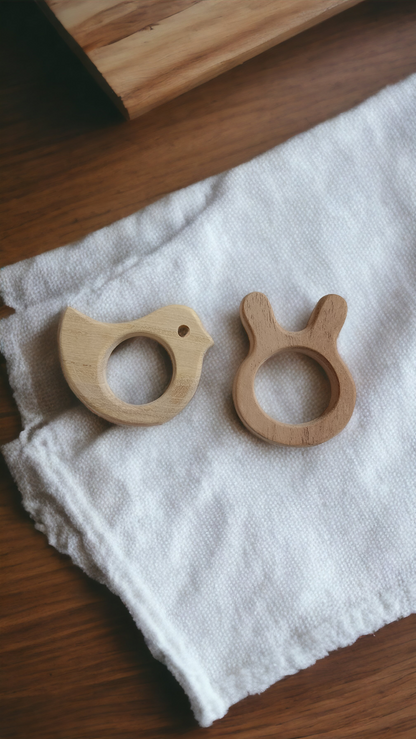 Baby Neem Wooden Teethers - Dove & Bunny Shapes - Tinycubs - 