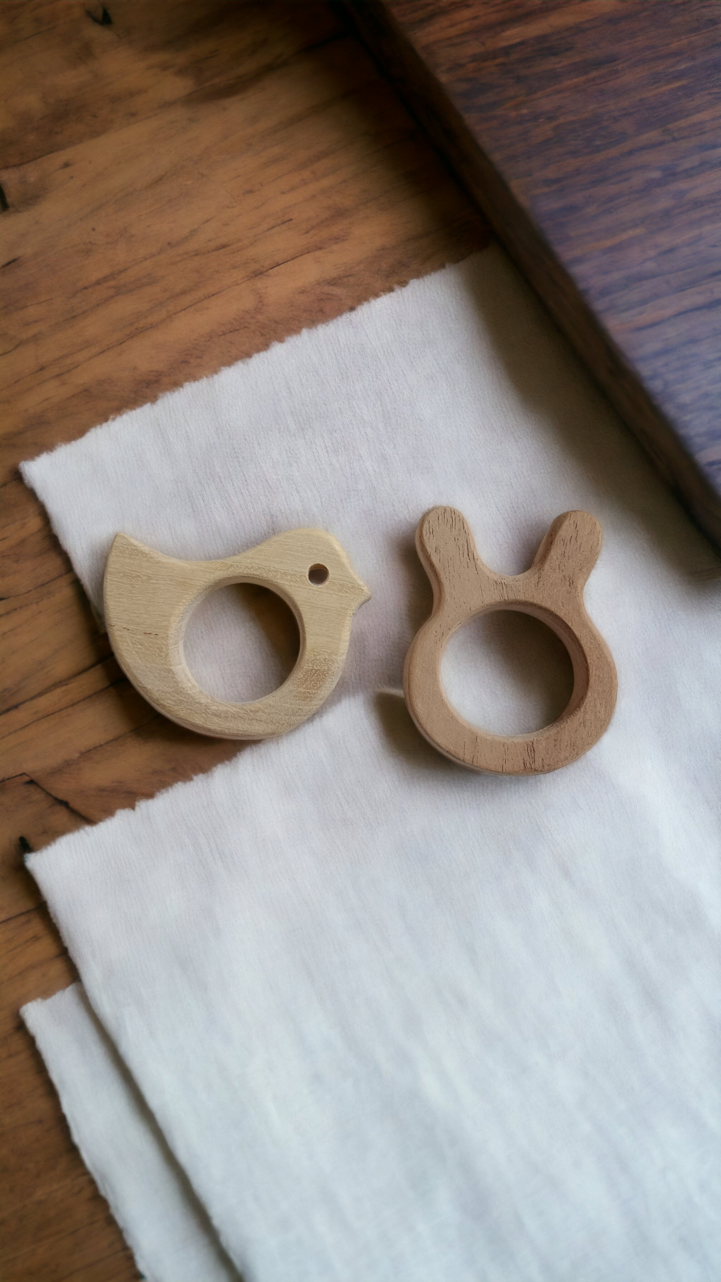 Baby Neem Wooden Teethers - Dove & Bunny Shapes - Tinycubs - 