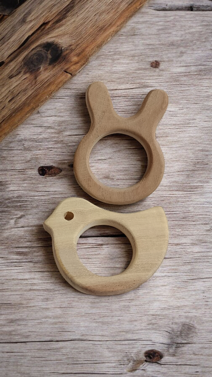 Baby Neem Wooden Teethers - Dove & Bunny Shapes - Tinycubs - 