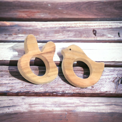Baby Neem Wooden Teethers - Dove & Bunny Shapes - Tinycubs - 