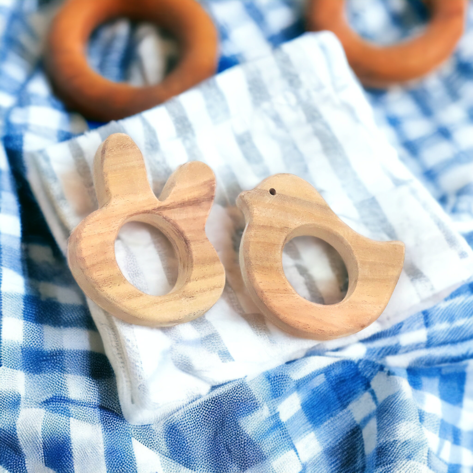 Baby Neem Wooden Teethers - Dove & Bunny Shapes - Tinycubs - 