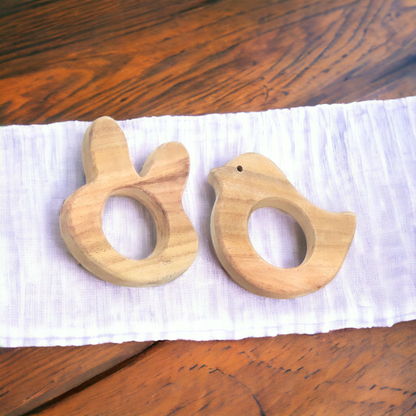 Baby Neem Wooden Teethers - Dove & Bunny Shapes - Tinycubs - 