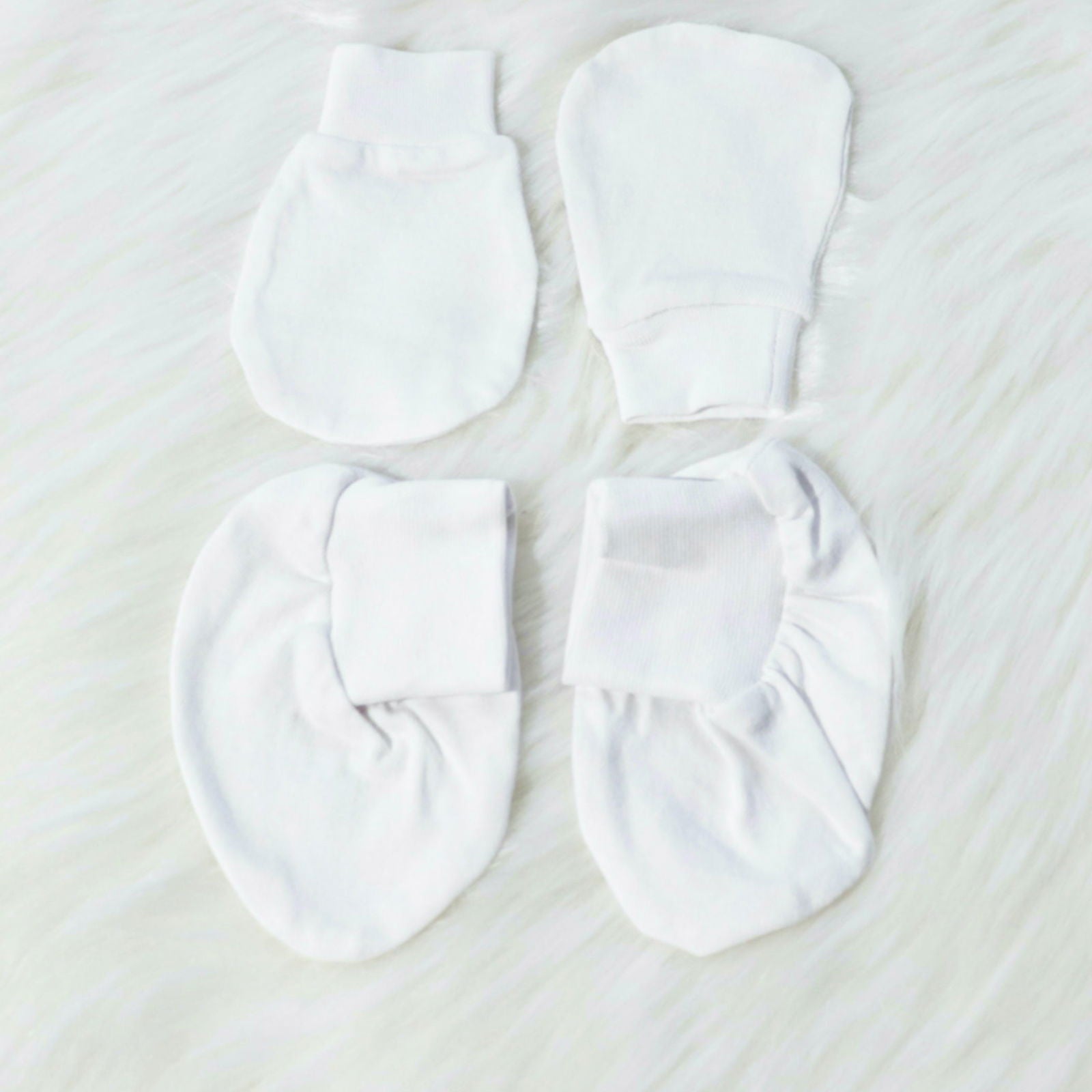 Basic Whites - Cotton Cap, Mittens & Booties Set - Tinycubs - 