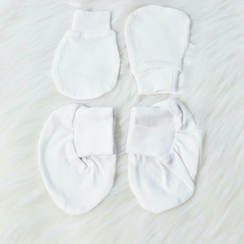 Basic Whites - Cotton Cap, Mittens & Booties Set - Tinycubs - 