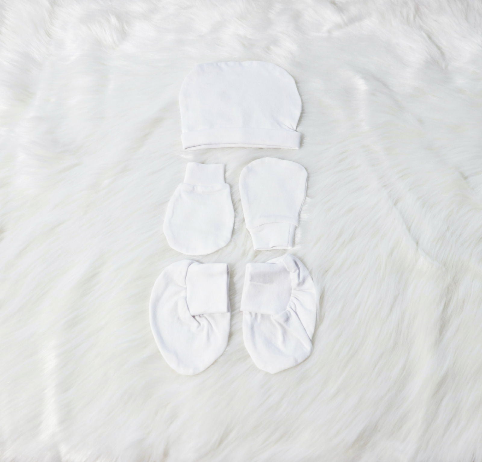 Basic Whites - Cotton Cap, Mittens & Booties Set - Tinycubs - 