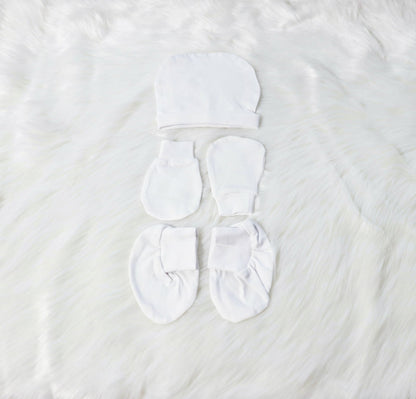 Basic Whites - Cotton Cap, Mittens & Booties Set - Tinycubs - 