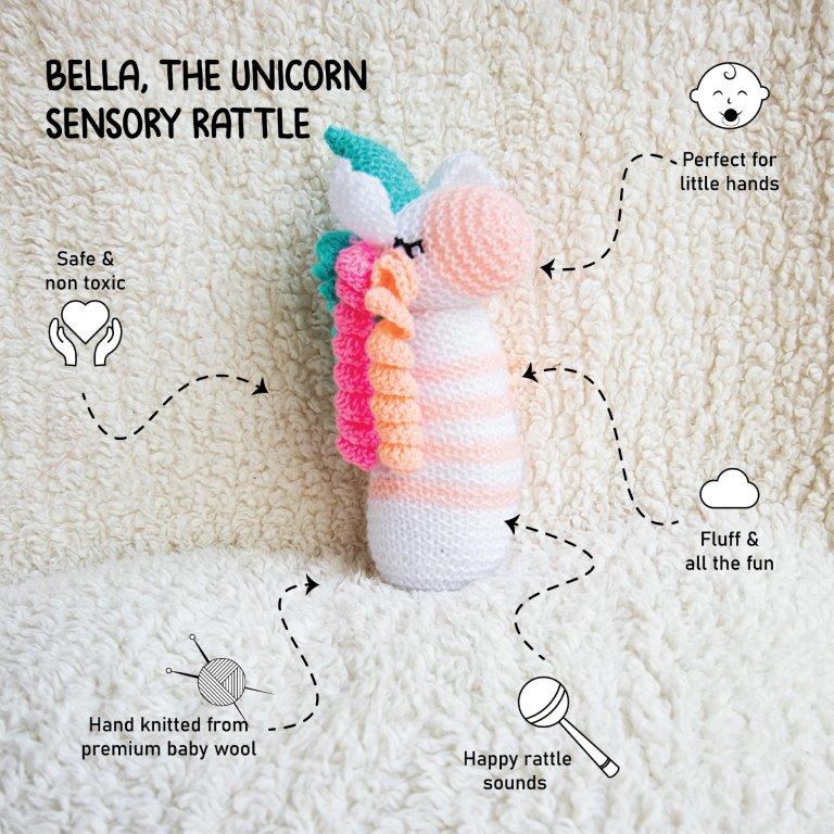Bella, The Unicorn Sensory Rattle - Tinycubs - 