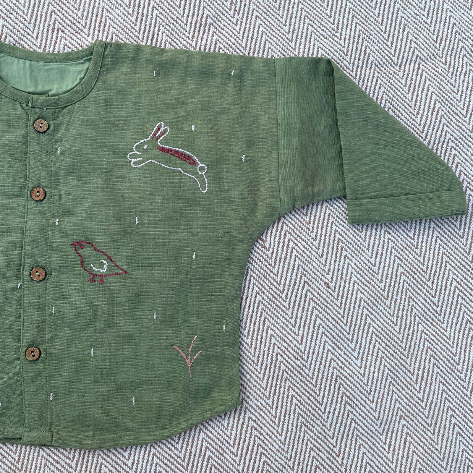 Bhaakur Cotton Co-ord Set for kids with Embroidered Animals - Tinycubs - 