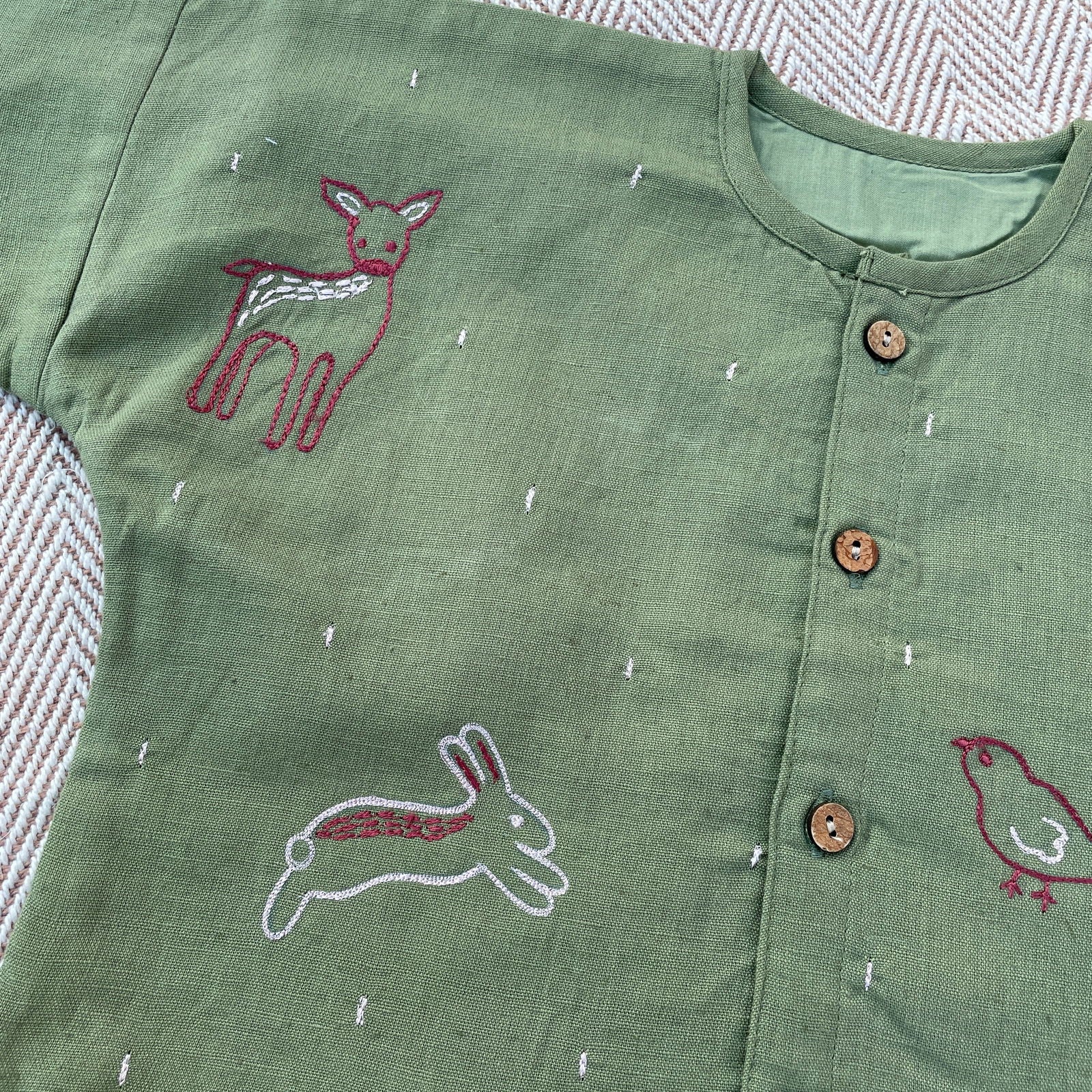 Bhaakur Cotton Co-ord Set for kids with Embroidered Animals - Tinycubs - 