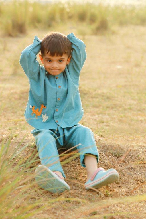 Bhaakur Cotton Co-ord Set with Drop Sleeves Pattern - Tinycubs - 