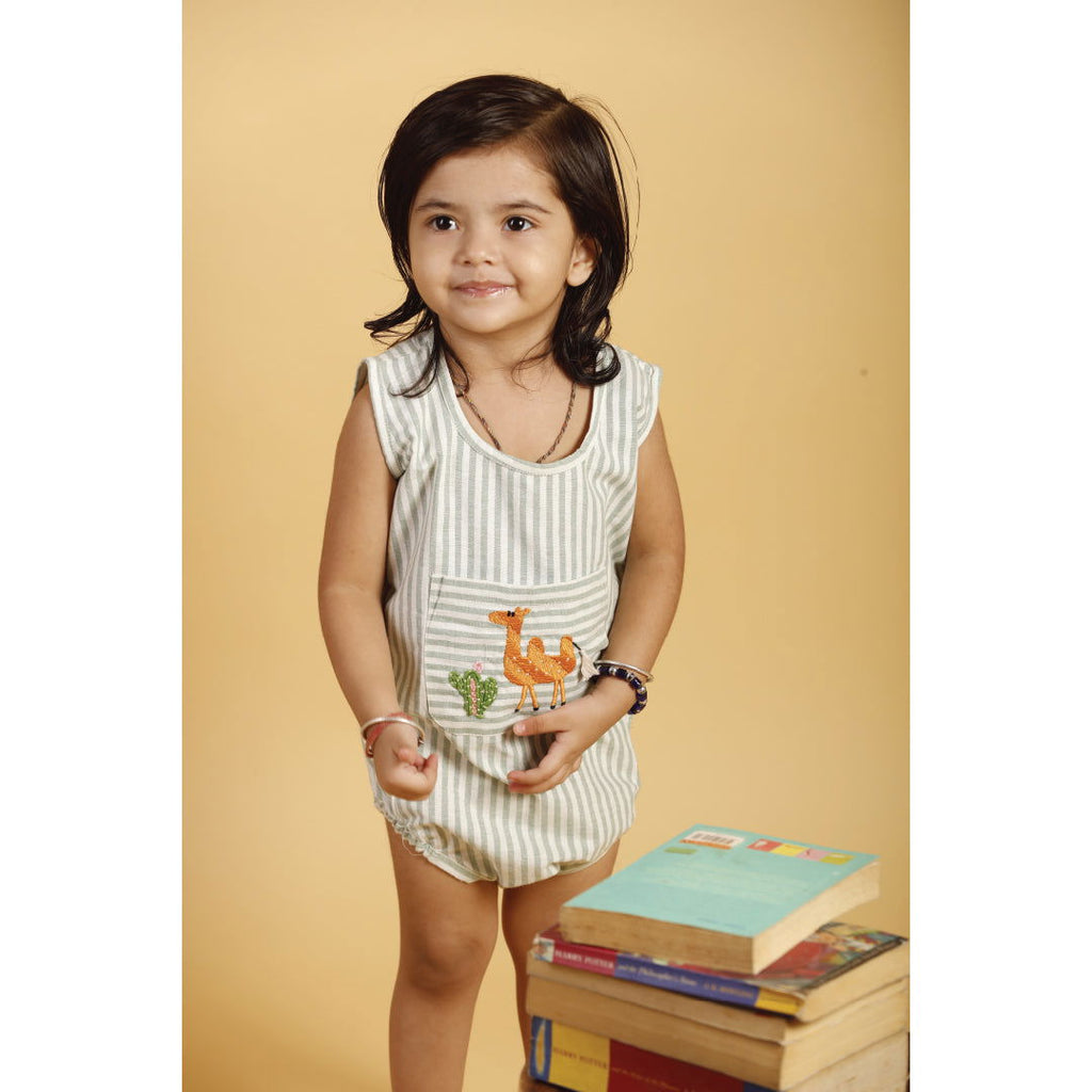 Bhaakur Cotton Sleeveless Romper - Tinycubs - 