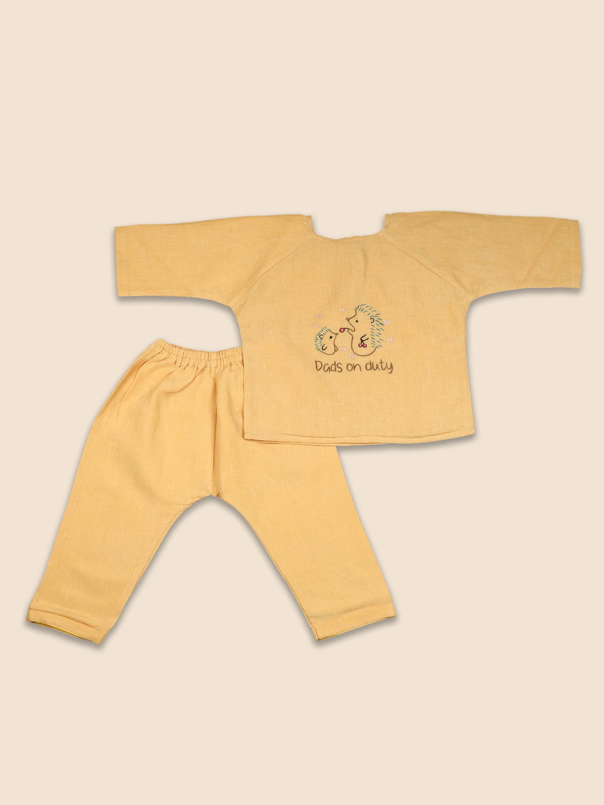 Bhaakur Linen Co-ord Set| hedgehog embroidery - Tinycubs - 