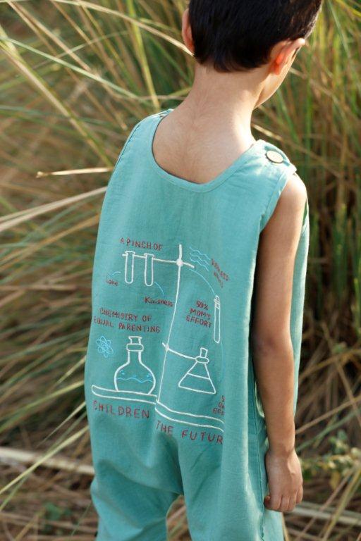 Bhaakur Pure Handwoven Linen Kids' Romper - Tinycubs - 