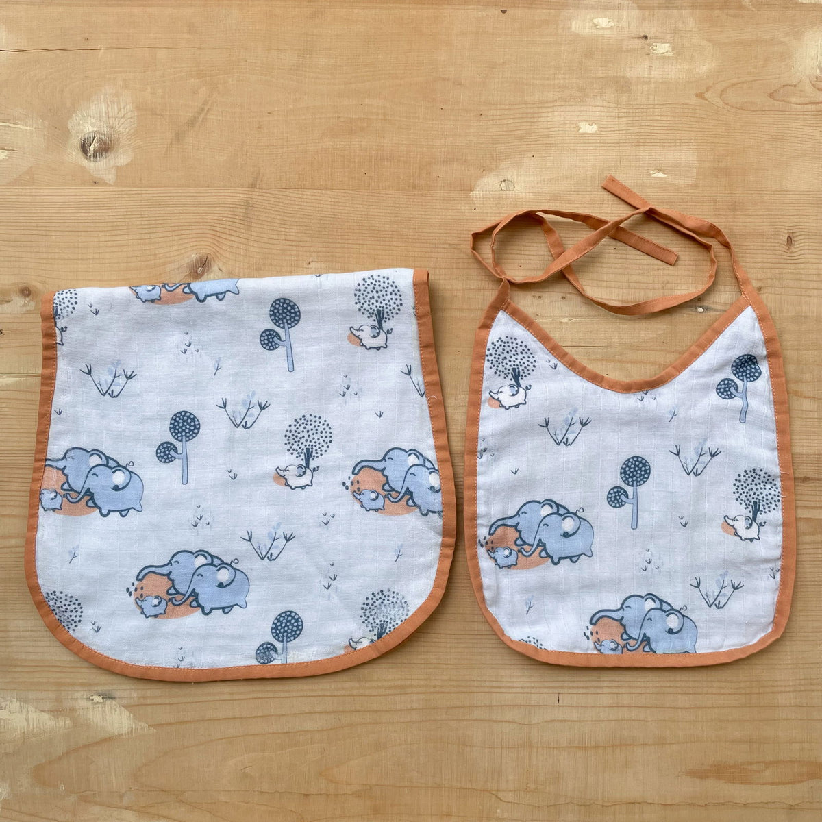 Bib and Blurp Cloth Set( Elephant Print) - Tinycubs - 