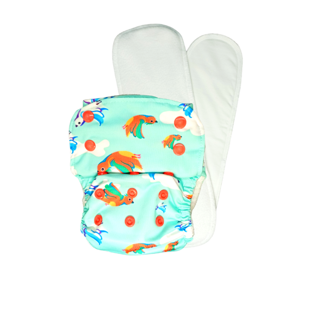 Birdie - Nano AIO Cloth Diaper with2 organic cloth inserts - Tinycubs - 
