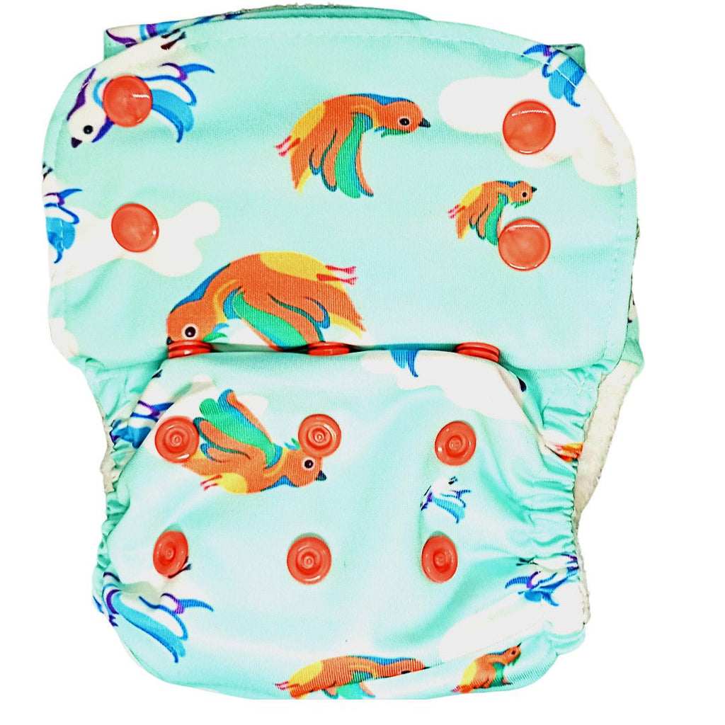Birdie - Nano Pro AIO Cloth Diaper (with 2 organic inserts and power booster) - Tinycubs - 