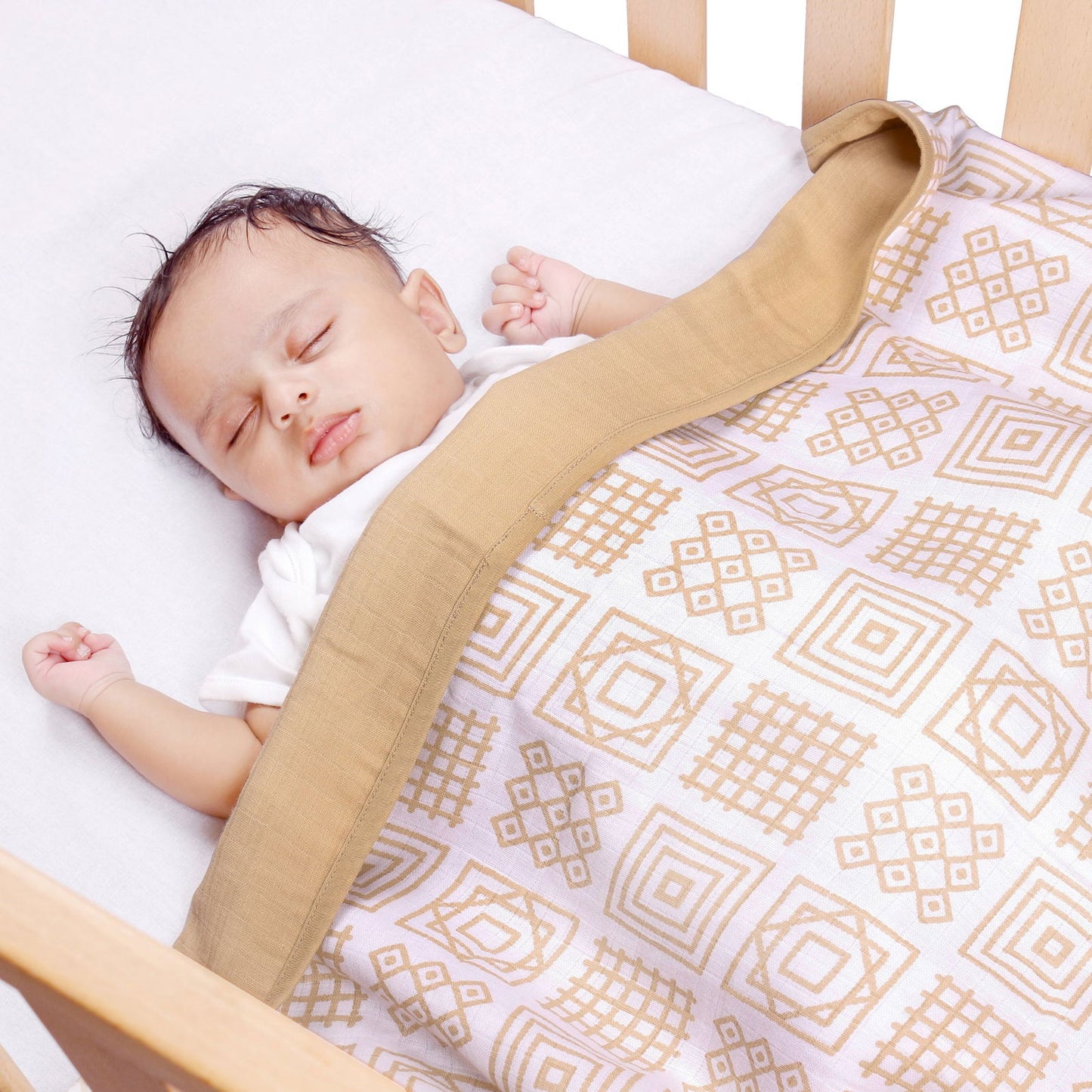 Charming Pattern' 3 layer organic muslin blanket : Squares - Tinycubs - 