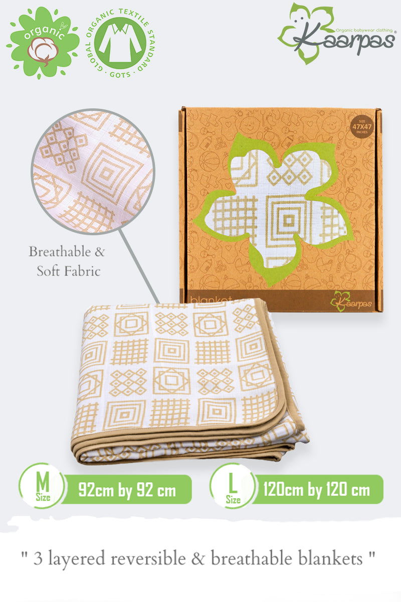 Charming Patterns' 2 layer organic muslin blanket : Squares - Tinycubs - 