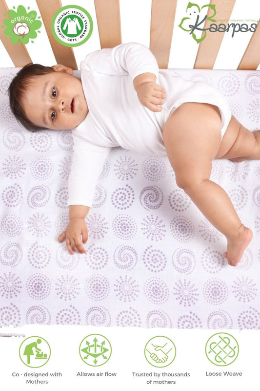 Charming Patterns' Cotton Fitted Cot Crib Sheet : Circles - Tinycubs - 
