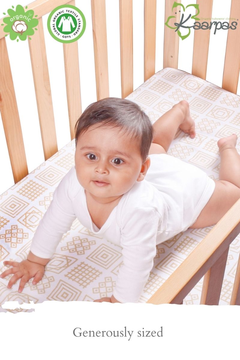 Charming Patterns' Cotton Fitted Cot Crib Sheet : Squares - Tinycubs - 