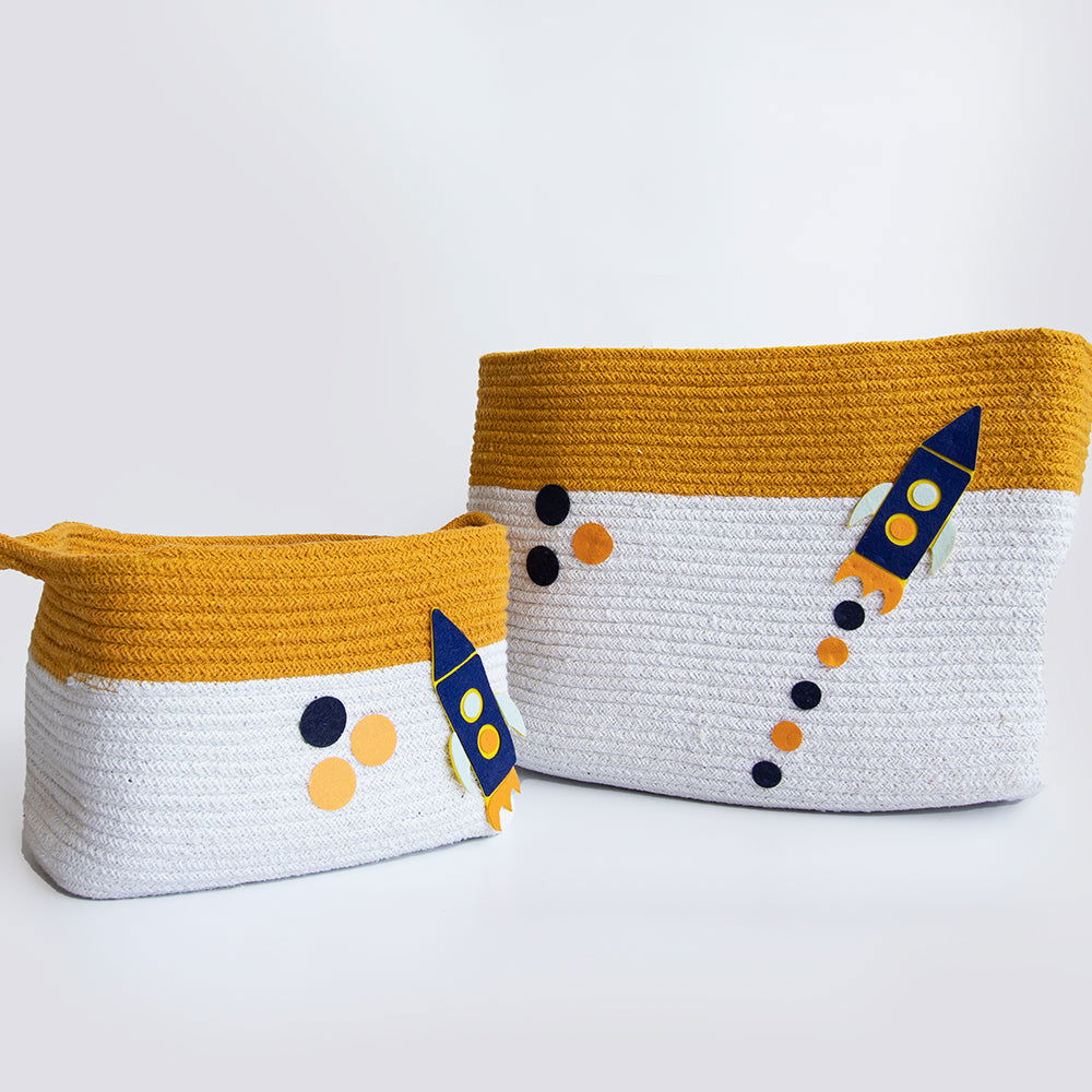 Child Of The Universe- Cotton Rope Baskets (Set Of 2) - Tinycubs - 