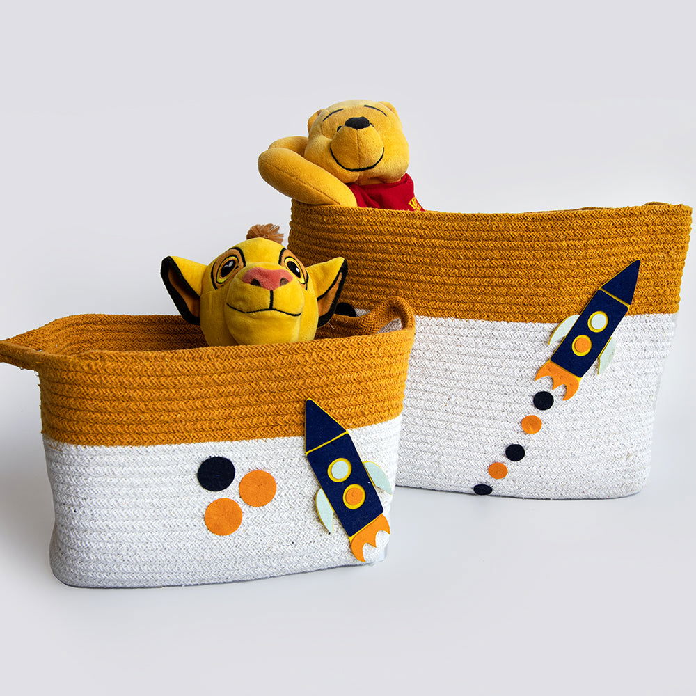 Child Of The Universe- Cotton Rope Baskets (Set Of 2) - Tinycubs - 