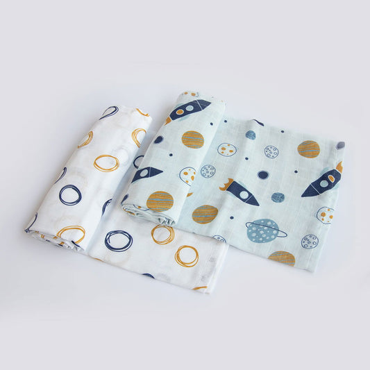 Child Of The Universe & Doodle Circles - Organic Luxury Swaddles Set - Tinycubs - 