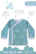 Chirpy Sparrow front open side snap full sleeve T-shirt - Teal - Tinycubs - 
