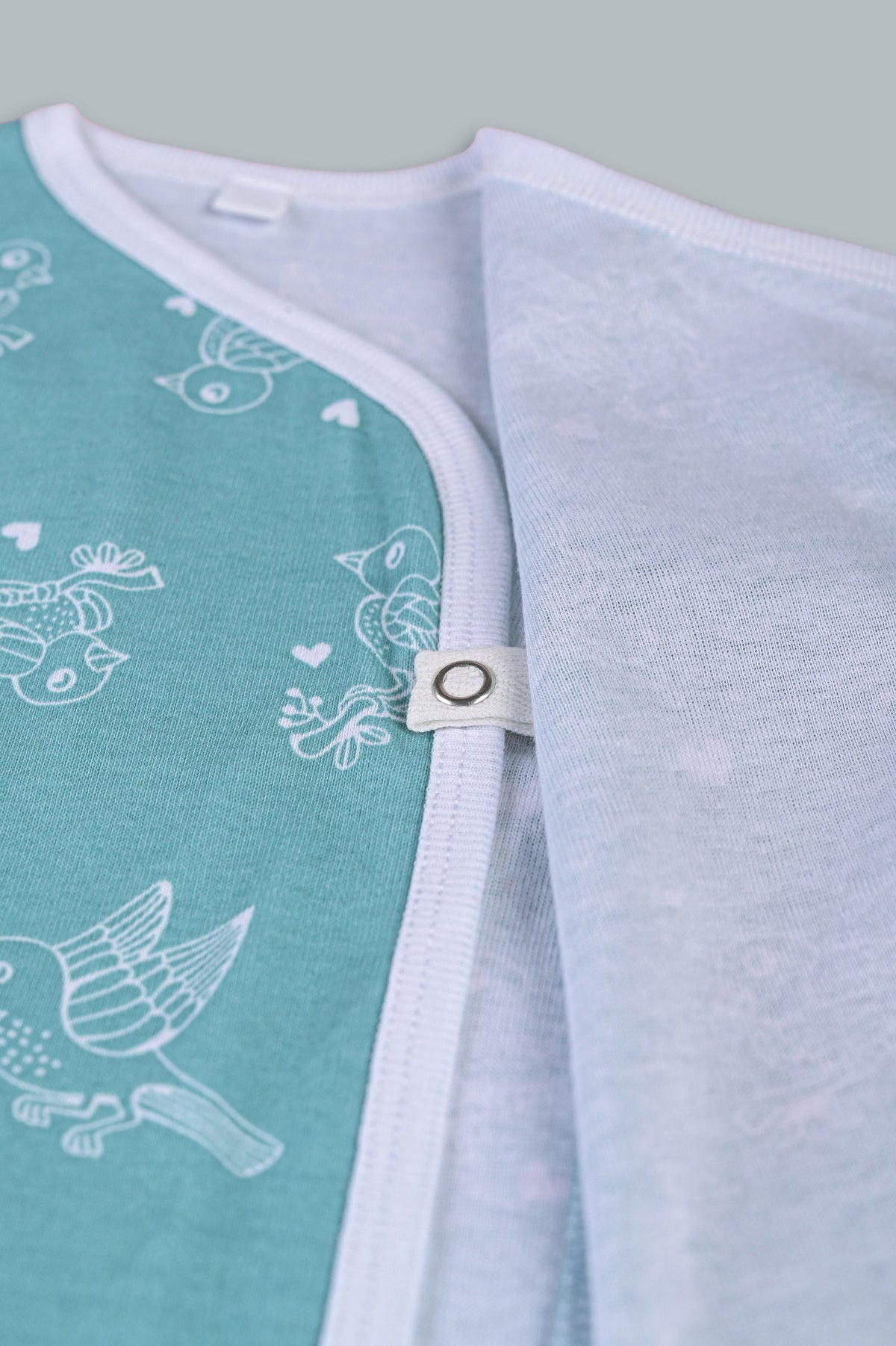 Chirpy Sparrow front open side snap full sleeve T-shirt - Teal - Tinycubs - 