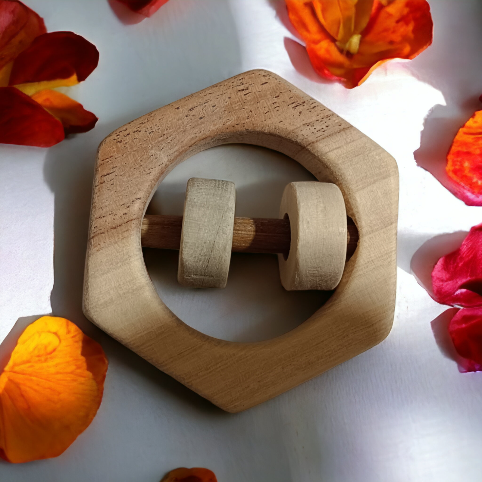 Cobination of  Teether & Rattle - Ring & Hexagon Shapes - Tinycubs - 