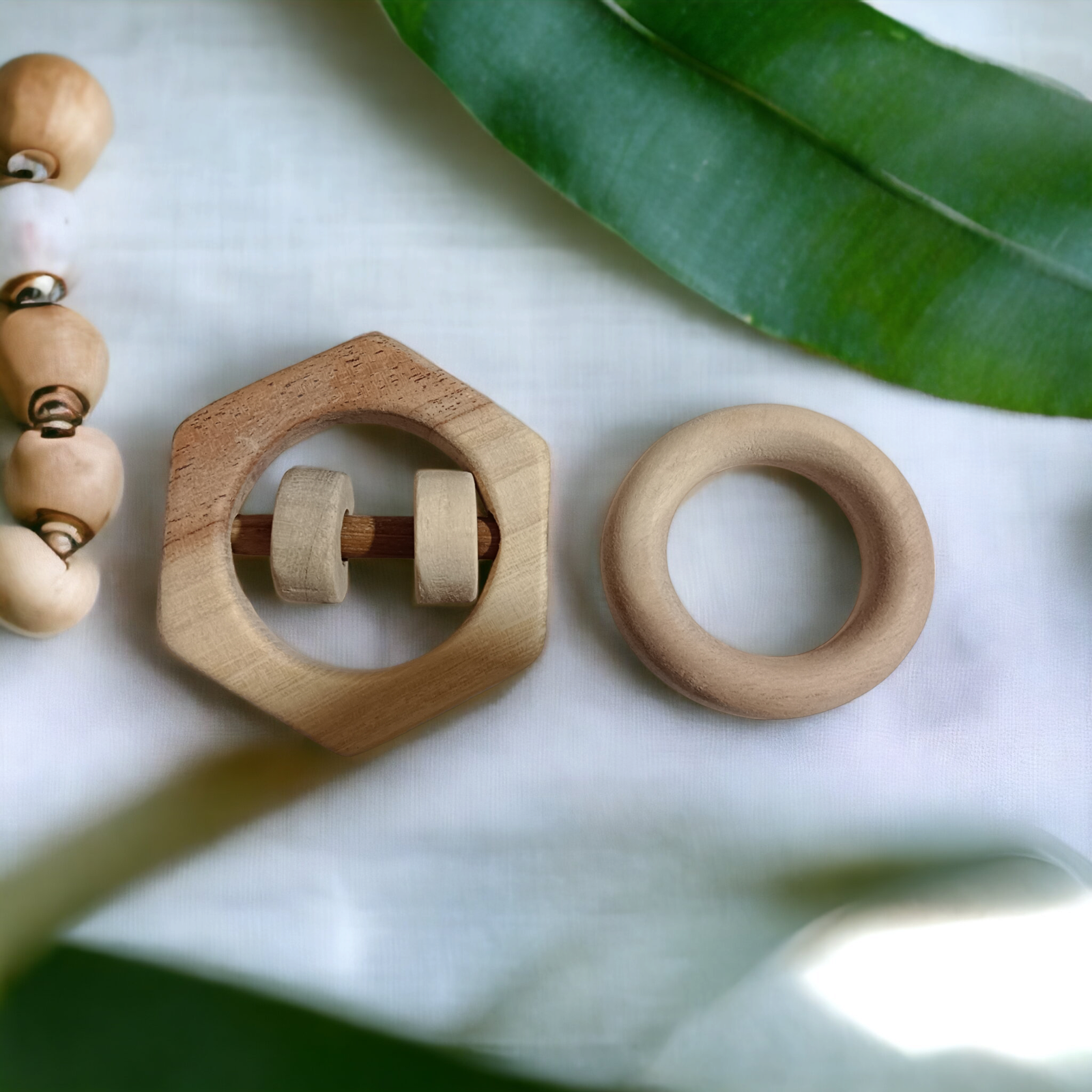 Cobination of  Teether & Rattle - Ring & Hexagon Shapes - Tinycubs - 