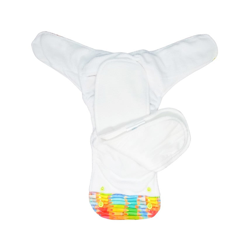 Colourful Art Pro AIO Cloth Diaper (with 2 organic inserts and power booster) - Tinycubs - 